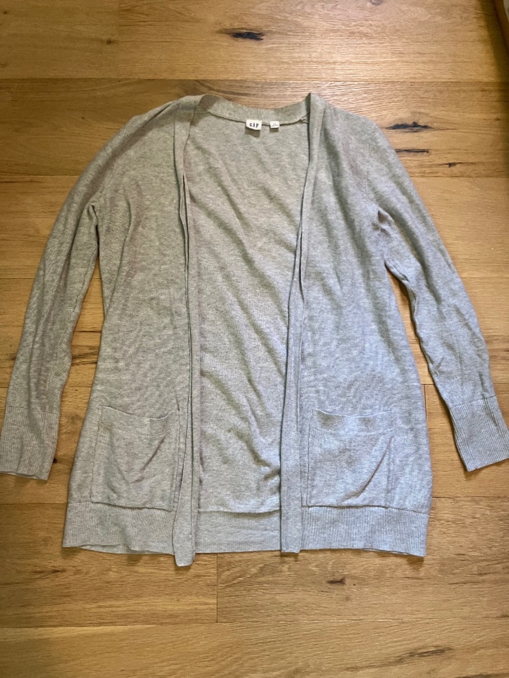 Gap Grey Size XS Open Front Longline Knit Cardigan with Pockets